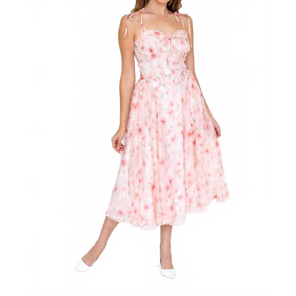 NEW KESTAN emi midi dress in pink